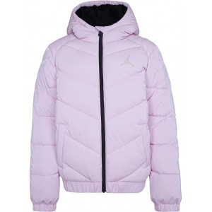 Shiny Chevron Quilting Jacket (Little Kids/Big Kids) Pink Foam