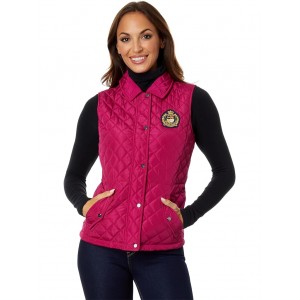 Recycled Quilt Vest with Crest Fuchsia Berry