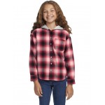 Long Sleeve Hooded Flannel Top (Big Kids) Rhododendron
