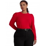 Plus-Size Cotton-Blend Puff-Sleeve Sweater Martin Red