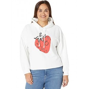 Cropped Prism Hoodie Happy Strawberry White