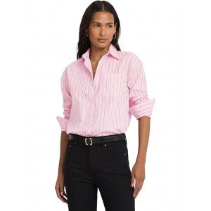 Relaxed Fit Striped Broadcloth Shirt Pink/White Multi