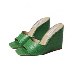 Veles Wedge Sandal Green Croco