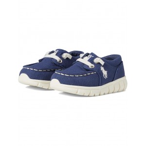Barnes Casual Moc (Toddler) Navy Canvas/Cream Pony Player