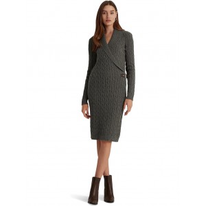 Cable-Knit Buckle-Trim Sweater Dress Modern Grey Heather