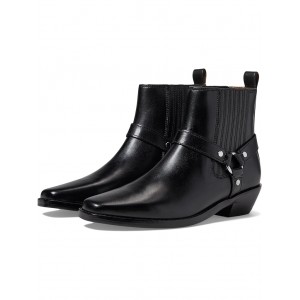 The Santiago Western Ankle Boot in Leather True Black