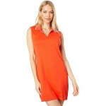 Sleeveless Pipped and Tipped Solid Polo Dress Grenadine