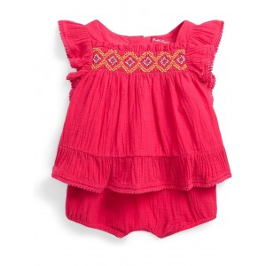 Polo Ralph Lauren Kids Ruffled Cotton Gauze Top & Bloomer Set (Infant)