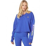 Campus French Terry Split Neck Hoodie Deep Dazzling Blue