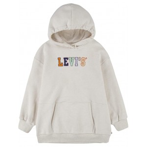 Oversized Graphic Pullover Hoodie (Little Kids) Oatmeal Heather