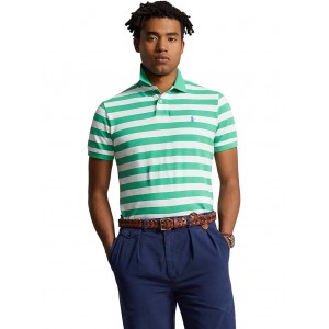 Classic Fit Striped Mesh Polo Shirt Green