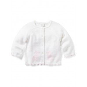Bunny Intarsia Cardigan Sweater (Infant) White