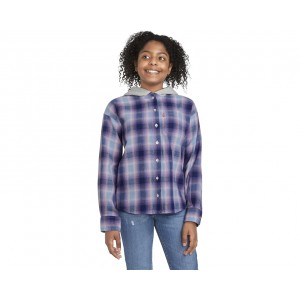 Levis Kids Long Sleeve Hooded Flannel Top (Big Kids)