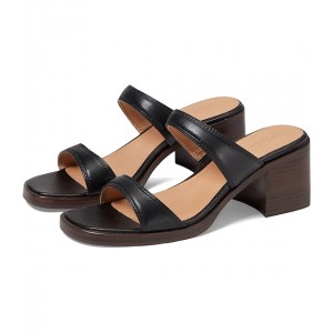 The Saige Double-Strap Sandal in Leather True Black