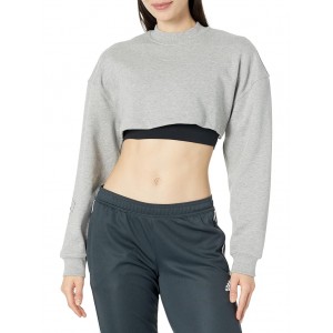 TrueCasuals Cropped Sportswear Sweatshirt HR9173 Medium Grey Heather