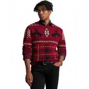 Western Inspired Fair Isle Sweater Red Combo