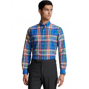 Classic Fit Plaid Oxford Shirt Blue/Red