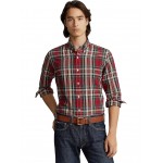 Classic Fit Plaid Oxford Shirt 6134 Red/Green Multi