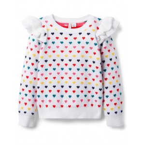 Rainbow Heart Sweater (Toddler/Little Kid/Big Kid) White