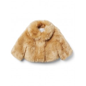 Cropped Faux Fur Jacket (Toddler/Little Kids/Big Kids) Brown