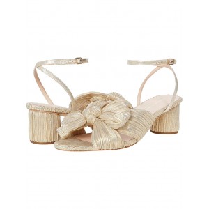 Dahlia Pleated Knot Mule with Ankle Strap Platinum