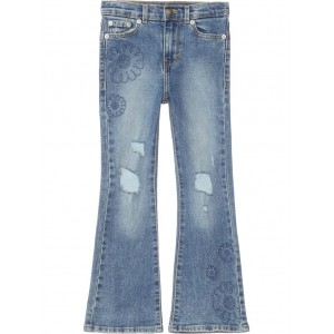High-Rise Embroidered Flare Jeans (Little Kid) Blueprint