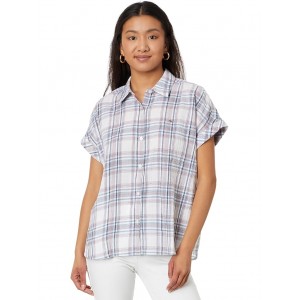 Short Sleeve Plaid Shirt Blue Multi