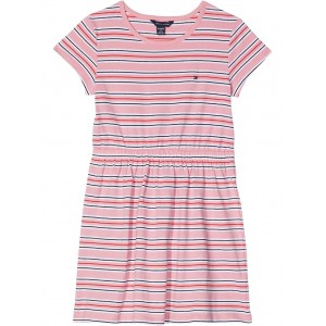 Tommy Stripe Tee Dress (Big Kids) Sea Pink