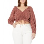 Devin Blouse Earth Red Plaid