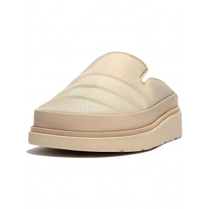 Gen-FF Water-Resistant Fabric/Leather Mules Stone Beige