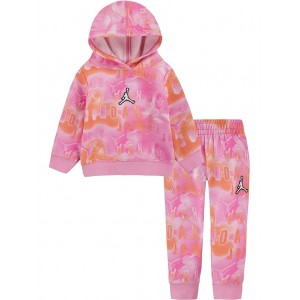 Essentials All Over Print Fleece Pullover Set (Infant) Pinksicle