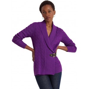 Buckled Cotton Sweater Purple Agate