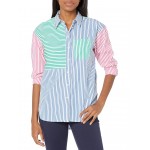 Petite Striped Cotton Broadcloth Shirt Blue/White Multi