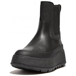 F-Mode Water-Resistant Flatform Chelsea Boots All Black
