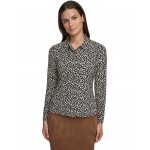 Long Sleeve Button Front Top Sand Multi