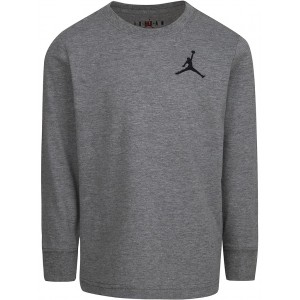 Jumpman Air Embroidered Long Sleeve Tee (Little Kids) Carbon Heather