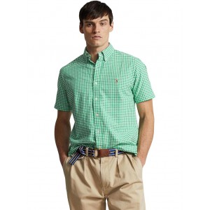 Classic Fit Gingham Oxford Short Sleeve Shirt Summer Emerald/White