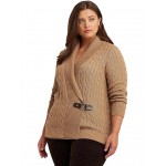Plus Size Buckled Cotton Sweater Classic Camel