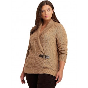 Plus Size Buckled Cotton Sweater Classic Camel