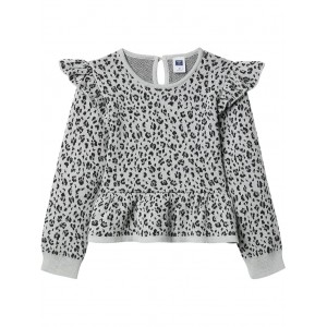 Snow Leopard Peplum Sweater (Toddler/Little Kids/Big Kids) Grey