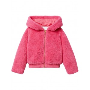 Cropped Faux Fur Hoodie (Toddler/Little Kids/Big Kids) Pink
