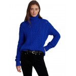 Cable-Knit Cotton-Blend Turtleneck Sapphire Star