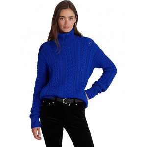 Cable-Knit Cotton-Blend Turtleneck Sapphire Star