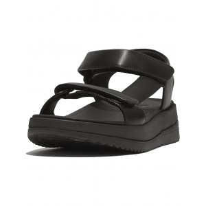 Surff Adjustable Leather Back-Strap Sandals All Black