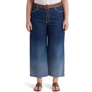 Plus Size Ombre High-Rise Wide-Leg Cropped Jeans in Ombre Canyon Wash