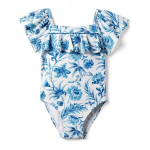 Floral One-Piece Swim (Toddler/Little Kids/Big Kids) Blue