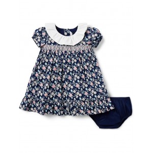 Ditsy Floral Smocked Dress (Infant) Blue