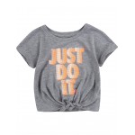 Front Tie Just Do It Graphic T-Shirt (Toddler) Carbon Heather