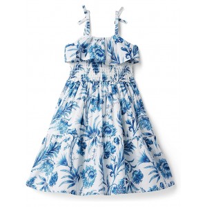 Floral Midi Dress (Toddler/Little Kids/Big Kids) Blue