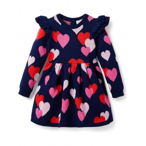 Sweater Intarsia Dress (Toddler/Little Kid/Big Kid) Navy Blue